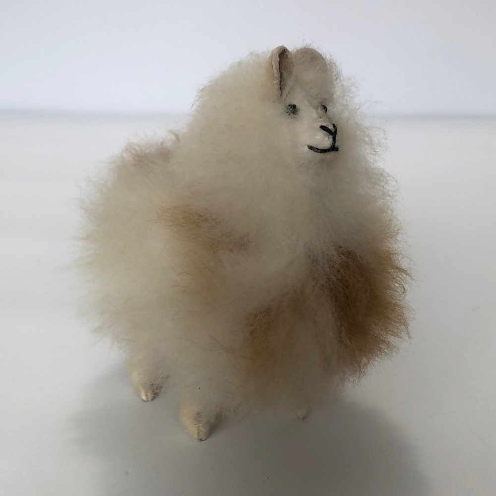 Real Alpaca Wool Fluffy Llama Plush Home Decor Figure